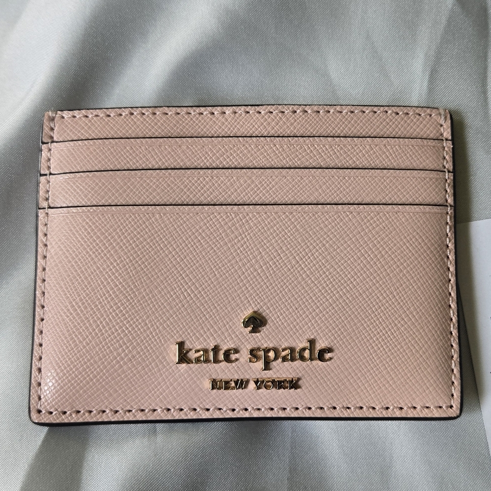 Kate Spade Conch Pink Madison slim card holder in Saffiano Leather